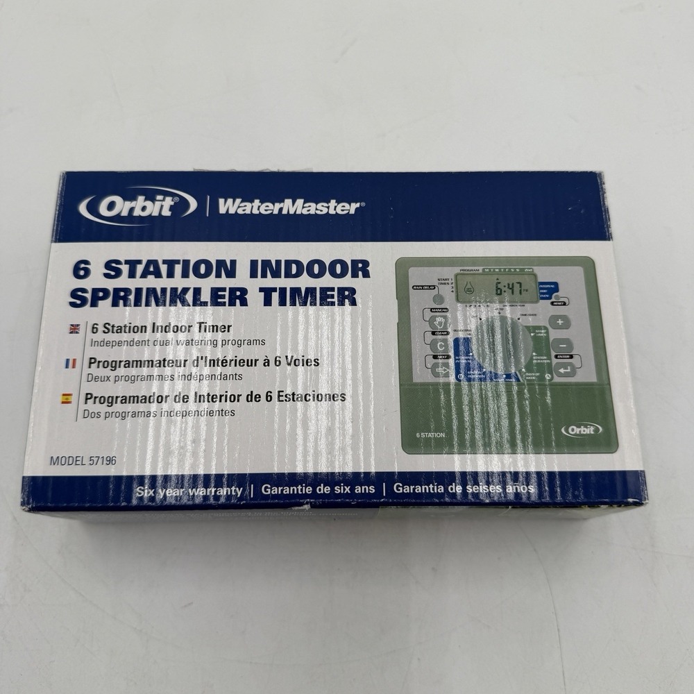 Orbit WaterMaster 6 Station Dual Program Sprinkler Timer Model 57196 - New
